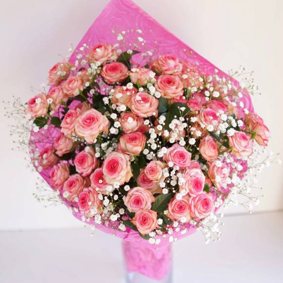 ピンク系バラ花束 ~スプレータイプ~